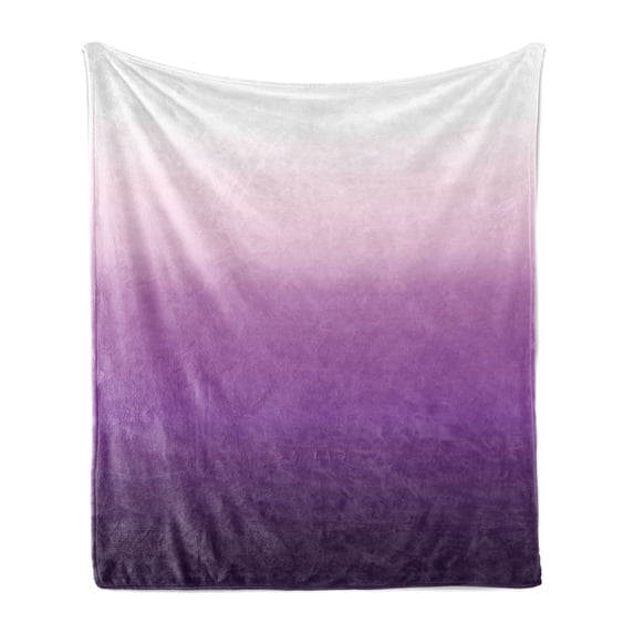 Ombre Soft Flannel Fleece Throw Blanket, Arrangement with Gradual Color Change Abstract Tone Composition Modern, Cozy Plush for Indoor and Outdoor Use, 50" x 70", Purple Lavender, by Ambesonne
