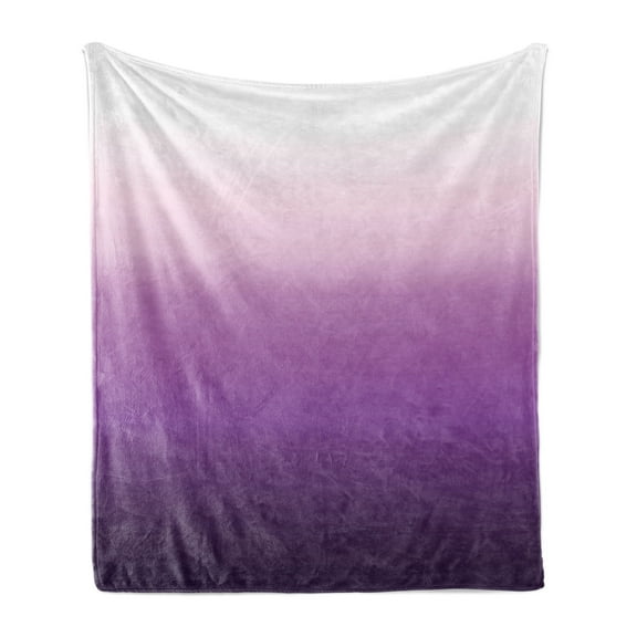 Ombre Soft Flannel Fleece Throw Blanket, Arrangement with Gradual Color Change Abstract Tone Composition Modern, Cozy Plush for Indoor and Outdoor Use, 70" x 90", Purple Lavender, by Ambesonne