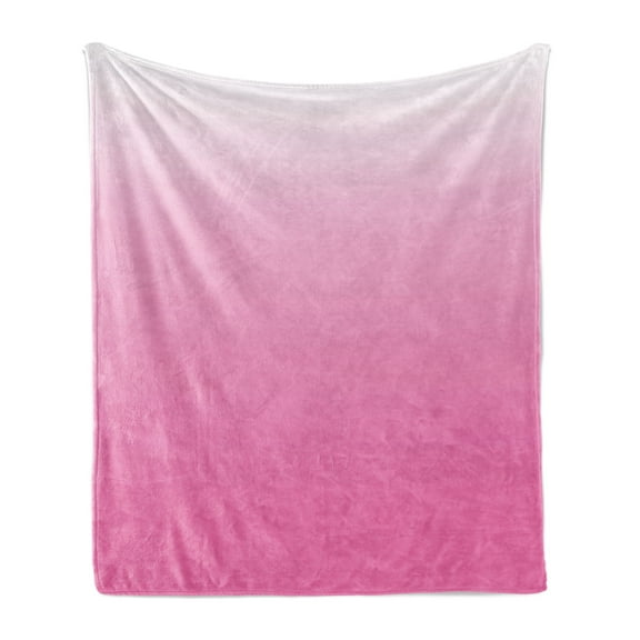 Ombre Soft Flannel Fleece Throw Blanket, Dreamy Love Dreamy Inspired Girly Colorful Modern Design Digital Modern Art Print, Cozy Plush for Indoor and Outdoor Use, 50" x 60", Pink White, by Ambesonne
