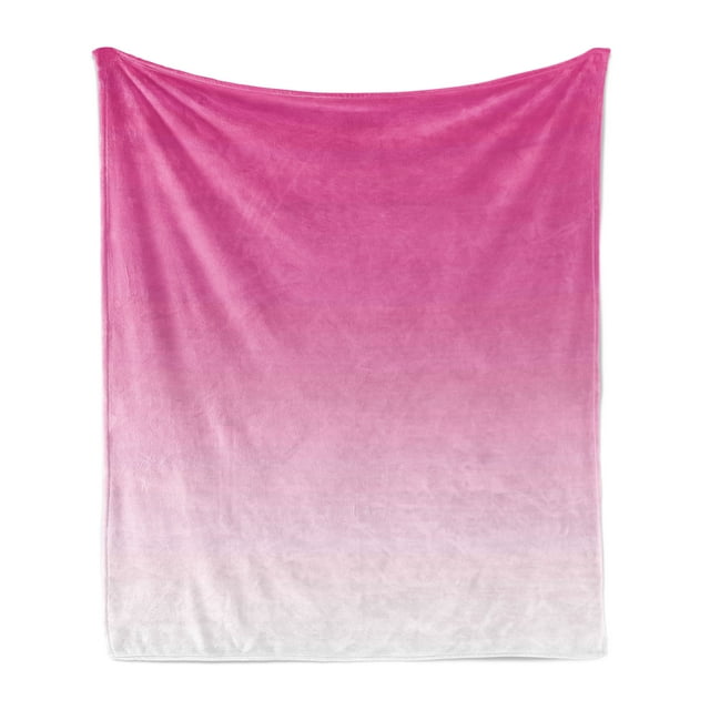Ombre Soft Flannel Fleece Throw Blanket, Hot Pink Candy and Cream Girly Elements Inspired Ombre Digital Design Art Print Modern, Cozy Plush for Indoor and Outdoor Use, 70" x 90", Pink, by Ambesonne