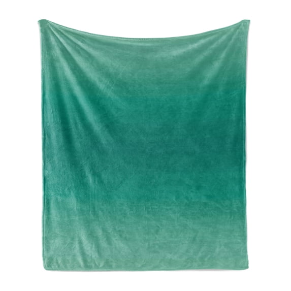 Ombre Soft Flannel Fleece Throw Blanket, Ocean Sea Marine Life Space Waves Inspired Teal Colored Design Digital Print Image, Cozy Plush for Indoor and Outdoor Use, 60" x 80", Teal, by Ambesonne