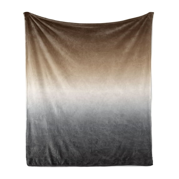 Ombre Soft Flannel Fleece Throw Blanket, Pattern Color Transition Effect Gradient Abstract Modern Art Inspired Arrangement, Cozy Plush for Indoor and Outdoor Use, 50" x 70", Brown Grey, by Ambesonne