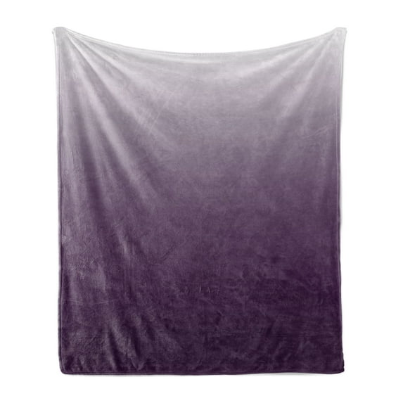 Ombre Soft Flannel Fleece Throw Blanket, Perfect Gradient Harmony of Vivid Colors Themed Modern Design Artwork Print, Cozy Plush for Indoor and Outdoor Use, 50" x 60", Eggplant White, by Ambesonne