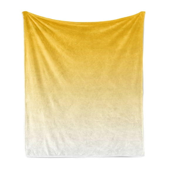 Ombre Soft Flannel Fleece Throw Blanket, Summer Love on the Beach Theme Inspired for Yellow Lovers Modern Ombre Art Design, Cozy Plush for Indoor and Outdoor Use, 70" x 90", Pale Yellow, by Ambesonne