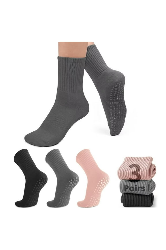 Ombre, Sport, and Novelty Print Non Skid Socks for Women - Non Slip Grip Yoga Socks for Pilates, Barre, Ballet F213