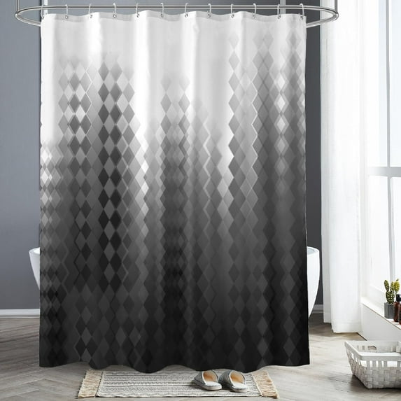 Ombre Stripe Shower Curtain, Modern Simple Shower Curtains with Waterproof & Washable, Decorative Shower Curtain for Bathroom (72x72 inch, Black Gray)