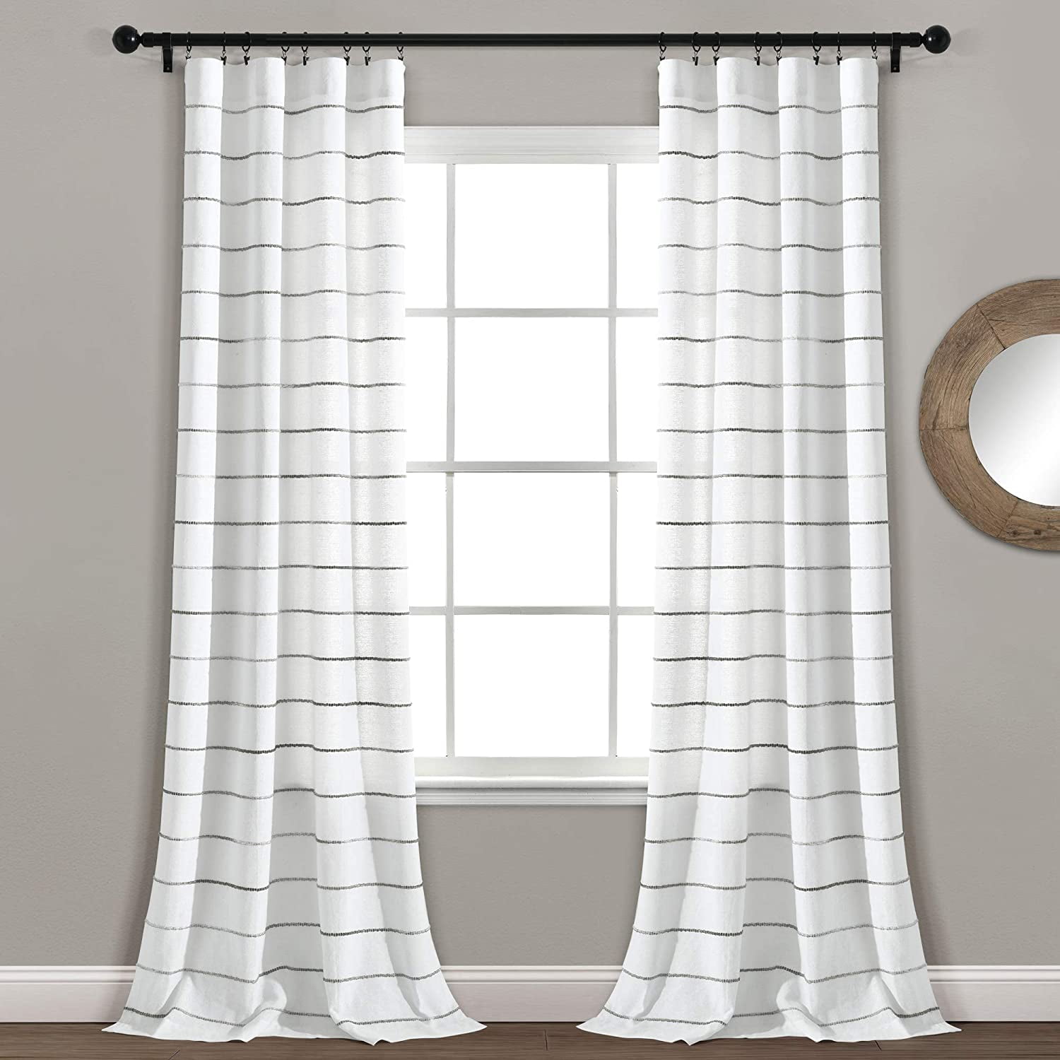 Gray Ombre Stripe Cotton Polyester Light-Filtering Curtains