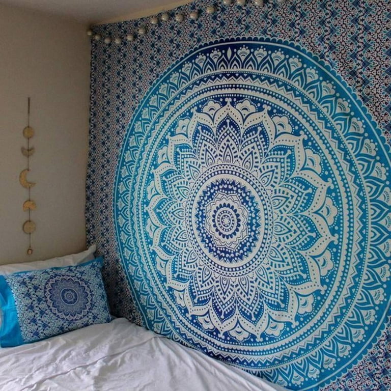 Blue White Hippie Bedroom Tapestry Mandala Art Psychedelic Hanging Wall Decor Blue White Hippie Bedroom Tapestry Mandala Art Psychedelic Hanging Wall Decor