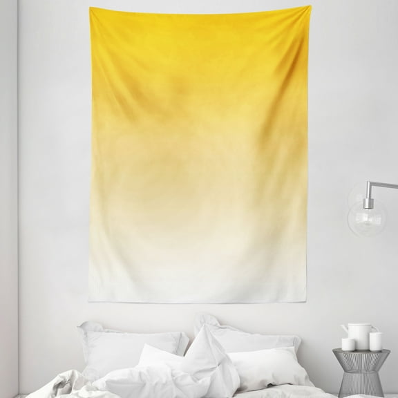 Ombre Tapestry, Summer Love on the Beach Theme Inspired for Yellow Lovers Modern Ombre Art Design, Wall Hanging for Bedroom Living Room Dorm Decor, 60W X 80L Inches, Pale Yellow, by Ambesonne