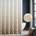 thumbnail image 1 of Ombre Taupe Shower Curtain, Quatrefoil Pattern Fabric Shower Curtains for Bathroom Decor, Moroccan Tile Modern Waterproof shower Curtains with Hooks Aesthetic Gradual Color Design 72x72 Inches, 1 of 6