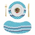 thumbnail image 1 of Ombre Teal Blue Round 13 Inch Placemats Set of 8, Modern Abstract Waves Morocco Striped HeatResistant Non Slip Place Mats for Dining Table, Wipeable Braided Kitchen Table Mats for Housewarming, 1 of 9