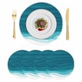 thumbnail image 1 of Ombre Teal Waves Round 13 Inch Placemats Set of 4, Abstract Art Gradient Modern HeatResistant Non Slip Place Mats for Dining Table, Wipeable Braided Kitchen Table Mats for Housewarming, 1 of 9