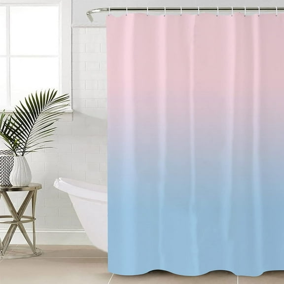 Ombre Texture Shower Curtain for Bathroom, Gradient Pink to Baby Blue Bath Curtain, Gradient Color Shower Curtain with Hooks Polyester Waterproof Home Bathtub Decor, 72 x 84 Inch