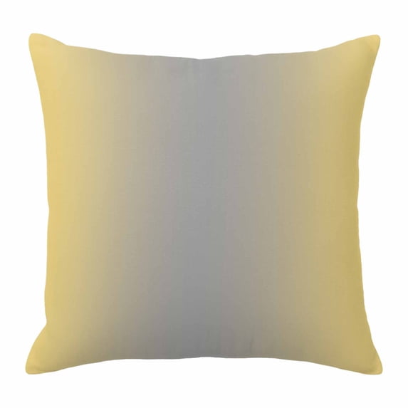 Ombre Throw Pillow Cover Lemon Yellow and Grey Gradient Cotton Linen Cushion Cover Throw Pillow Case with Invisible Zipper for Couch Sofa Bed Chair Car 16x16 Inch