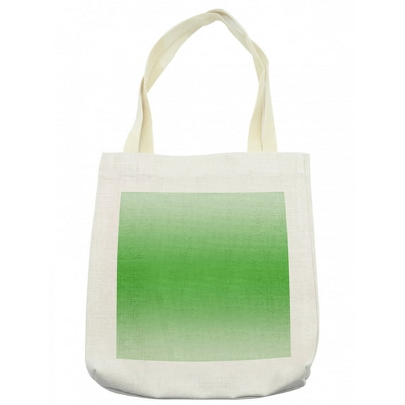 Ombre Tote Bag, Moss Leaf Nature Spring Inspired Vibrant Colored Ombre Design Digital Print Image Artwork, Cloth Linen Reusable Bag for Shopping Books Beach and More, 16.5" X 14", Cream, by Ambesonne
