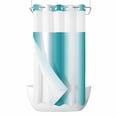 thumbnail image 1 of Ombre Turquoise No Hook Shower Curtain with Snap in Liner, Gradient White Abstract Minimalist Stripe Double-Layer Waterproof Fabric Shower Curtains for Bathroom Hotel Bathtub, Mesh Top 54"x78", 1 of 9