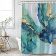 thumbnail image 1 of Ombre Turquoise Marble Shower Curtain Set, Waterproof Shower Curtains for Bathroom, Modern Minimalist Art Gradient Washable Fabric Cloth Bath Curtain for Bathtub Decoration with Hooks 54x78 Inches, 1 of 9