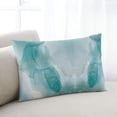 thumbnail image 1 of Ombre Turquoise Marble Throw Pillow Cover Case, Couch Sofa Bed Pillowcase, Soft Decorative Lumbar Pillow Protector, Yellow Lines Modern Boho Art 12x20Inch Reversible Pillow Shams with Zipper, 1 of 6
