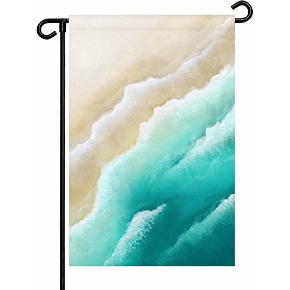 Ombre Turquoise Ocean Garden Flags 12x18 Double Sided Outside Decoration Gradient Coastal Beach Waves Summer Decorative Welcome Yard Flag Banners for House Home Patio Lawn Seasonal Outdoor Decor