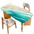 thumbnail image 1 of Ombre Turquoise Ocean Table Cloths for 6 Foot Rectangle Tables, Gradient Coastal Beach Waves Summer Patio Waterproof Elastic Fitted Tablecloths, Washable Rectangular Table Cover for Camping, 1 of 8