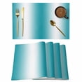 thumbnail image 1 of Ombre Turquoise Placemats Set of 8 Gradient White Abstract Minimalist Stripe Place Mats Indoor Wipeable Table Mats Washable Dining Table Placemats for Kitchen Holiday Party Home Decor 13x19 Inch, 1 of 9