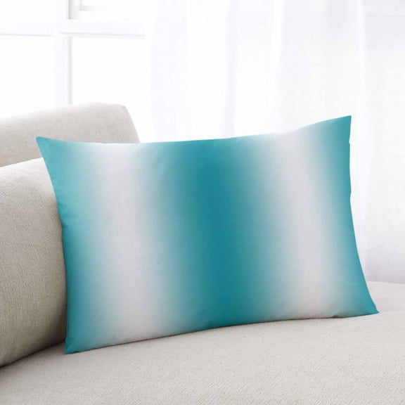 Ombre Turquoise Throw Pillow Covers, Gradient White Abstract Minimalist Stripe Soft Breathable Pillow Cases with Invisible Zipper for Sleeping, Small Pillowcases for Couch Bed Sofa Chair 16x24 Inches