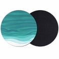 thumbnail image 1 of Ombre Turquoise Waves Coasters Set of 2, Absorbent Coasters for Drinks, Abstract Art Gradient Modern Coaster for Desk Coffee Table Protection, Home Decor House Warming Gifts 4", 1 of 8