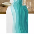 thumbnail image 1 of Ombre Turquoise Waves Table Runner 48 Inches Long Farmhouse Dress Scarves, Abstract Art Gradient Modern Dining Tablerunner for Coffee Table/Kitchen Island/Party Décor, 13" x 48", 1 of 8