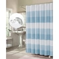 thumbnail image 1 of Ombre Waffle 3D Striped Waffle Weave Textured Ombre Stripe Designed Fabric Shower Curtain with 12 Roller Ball Hooks included 70 x 72 in Blue, 1 of 7