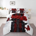 thumbnail image 1 of Ombre Watercolor Comforter Set Women,Black and Grey Oil Painting Bedding Set,Rustic Rose Butterflies Floral Duvet Insert Room Decor,Couples Anniversary Down Comforter,Queen, 1 of 7