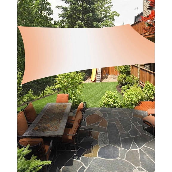 Ombre Waterproof Sun Shade Sail Coral Pink and White Gradient Outdoor Patio Sun Shades Canopy UV Block Waterproof Sunshade for Garden Backyard Deck Pergola 8x10 Ft