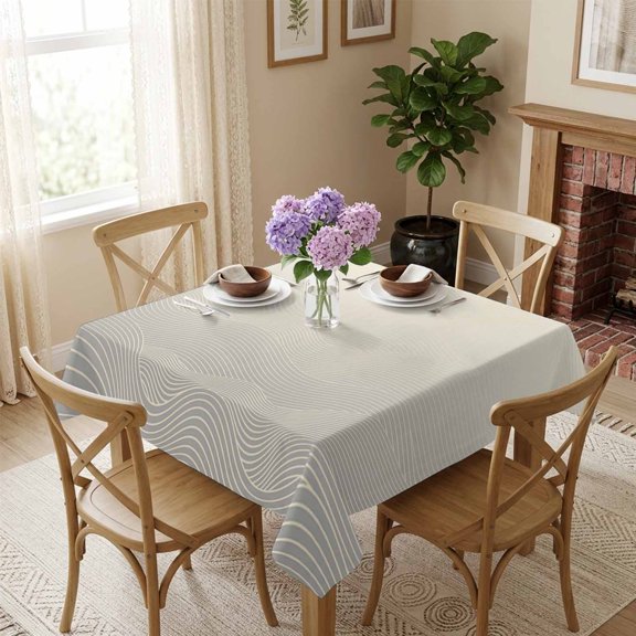 Ombre Wave Stripes Square Tablecloth 54x54 Inch Abstract Line Waterproof Polyester Tablecloth for Dining Table, Washable Table Cover for Kitchen Dining Room Wedding Decoration,Stain Resistant