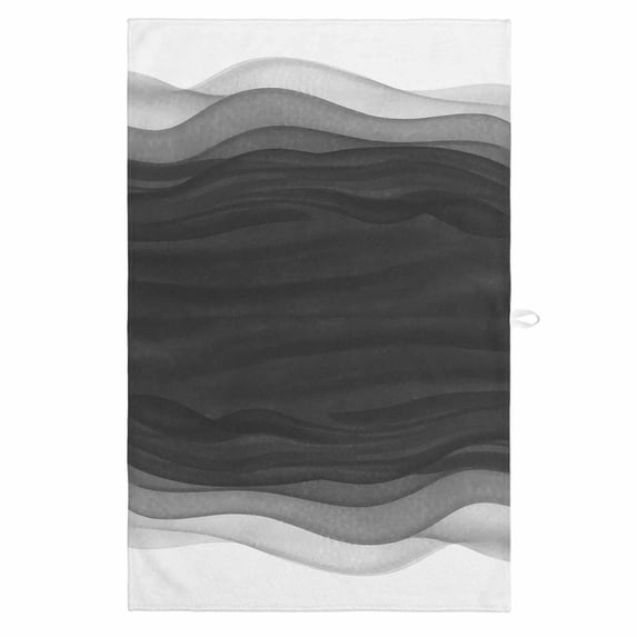 Ombre Waves 1 Pack Kitchen Towel, Water Absorbent Dish Towel, Abstract Art Gradient Black Modern Decorative Hand Towels - Quick Drying Cloth for Cooking Baking, 18x28 Inch