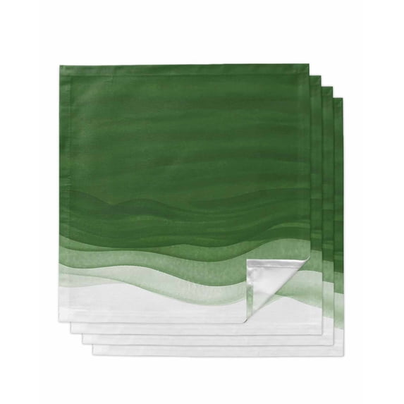 Ombre Waves Cloth Napkins Set of 4 Reusable Dinner Napkins, Abstract Art Gradient Sage Green Modern Cocktail Napkin Washable Table Napkins for Wedding/Holiday Party/Baby Shower 20"x20"