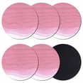 thumbnail image 1 of Ombre Waves Coasters Set of 6, Absorbent Coasters for Drinks, Abstract Art Gradient Pink Modern Coaster for Desk Coffee Table Protection, Home Decor House Warming Gifts 4", 1 of 8
