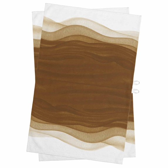 Ombre Waves Kitchen Towels Set of 2, Water Absorbent Dish Towel, Abstract Art Gradient Brown Modern Decorative Hand Towels - Quick Drying Cloth for Cooking Baking, 18x28 Inch
