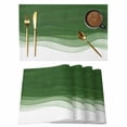 thumbnail image 1 of Ombre Waves Placemats Set of 8, Abstract Art Gradient Sage Green Modern Placemats for Dining Table, Place Mats for Kitchen Tabletop, Waterproof Wipeable Dining Table Mats Set, 1 of 9