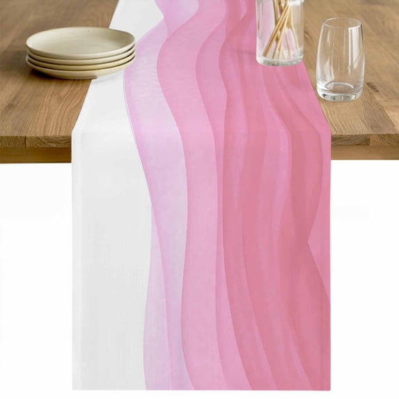 Ombre Waves Table Runner 120 Inches Long Farmhouse Dress Scarves, Abstract Art Gradient Pink Modern Dining Tablerunner for Coffee Table/Kitchen Island/Party Décor, 13" x 120"