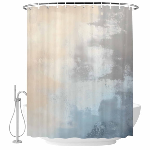 Ombre off White Blue Painting Fabric Shower Curtain Abstract Art Washable Shower Curtains for Bathroom, Waterproof Bath Curtain with Hooks Home Decor 36x72in