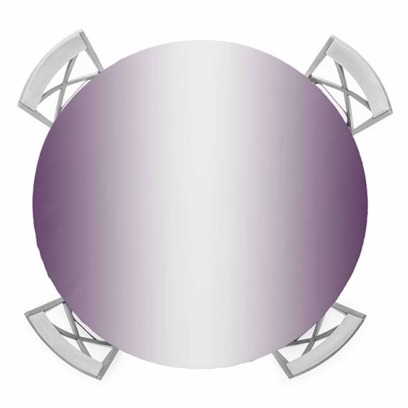 Ombre White Purplek Elastic Fitted Round Table Cover Gradient Color Waterproof Outdoor Tablecloth for Holiday Party, Picnic, Patio & Dining Fits Tables Up to 55"-60"