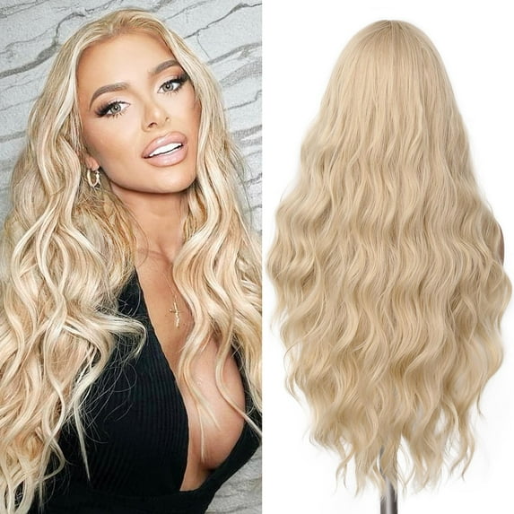 Ombre Wig Long Curly Wavy Wig Heat Resistant Synthetic Wig Dark Roots Puple Wigs for Women Daily Party Cosplay