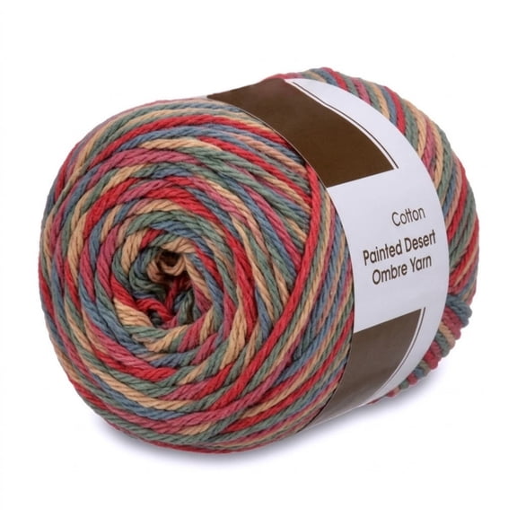 Ombre Yarn, Medium Worsted Weight Cotton Yarn for Knitting and Crochet, Soft Breathable Yarn for Summer Garments and Home Decor, Machine Washable Yarn, Painted Desert Multicolor