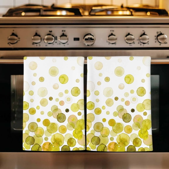 Ombre Yellow Polka Dot Kitchen Towels Set of 1, Abstract Watercolor Geometric Absorbent Dish Towels for Kitchen, Microfiber Hand Towel, Quick Drying Tea Towel for Cleaning Decorative Dishcloths
