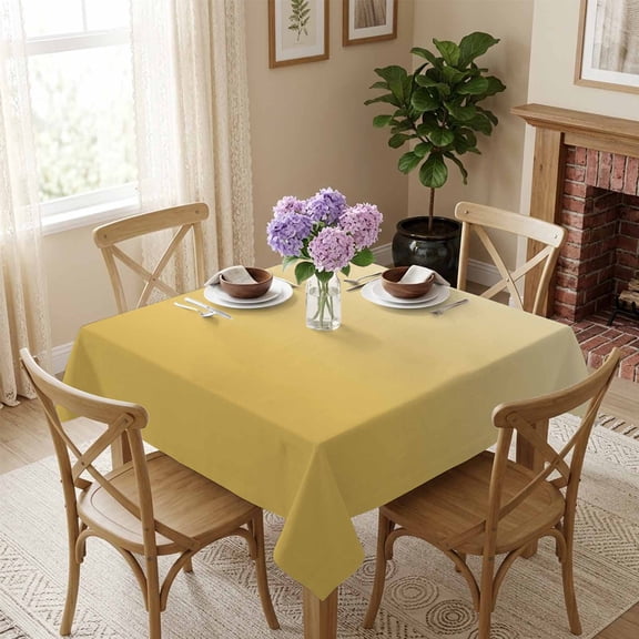 Ombre Yellow Square Tablecloth 54x54 Inch Gradient Gradual Color Waterproof Polyester Tablecloth for Dining Table, Washable Table Cover for Kitchen Dining Room Wedding Decoration,Stain Resistant