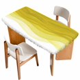thumbnail image 1 of Ombre Yellow Waves Table Cloths for 4 Foot Rectangle Tables, Abstract Art Gradient Modern Patio Waterproof Elastic Fitted Tablecloths, Washable Rectangular Table Cover for Camping, 1 of 8