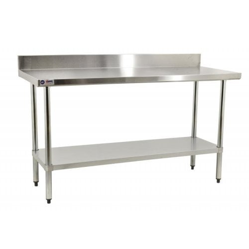Omcan S.S. Table 24 X 48 With 4 Backsplash,Load Capacity 1000 Lbs. (23796)
