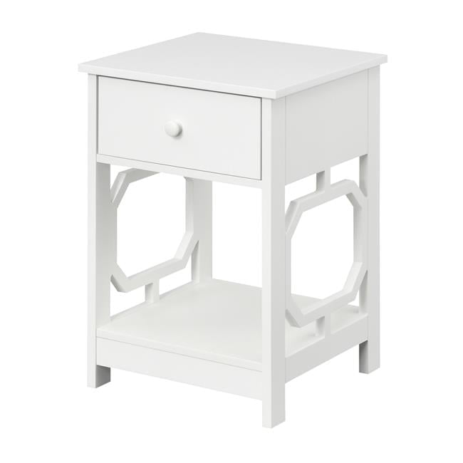 Contemporary Omega White Round Wood End Table with Storage