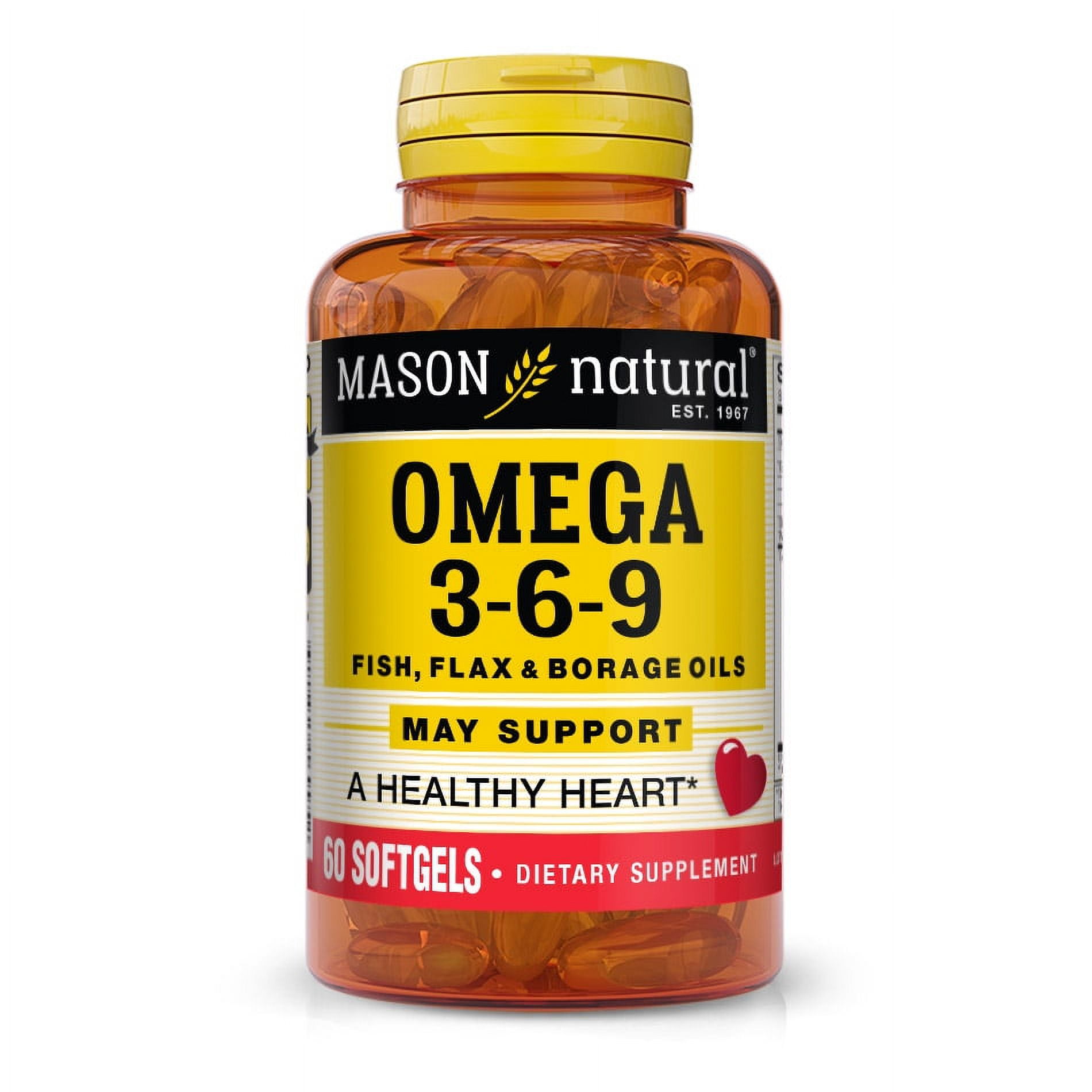 Omega 3-6-9 1200Mg - 60 softgels,(Mason Vitamins)