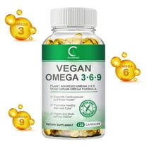 Omega 3 6 9 Vegan Capsules | 5 in 1 Essential Fatty Acid Complex | Non-GMO, Orange Flavor - 120 Count