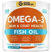 Omega 3 Alaskan Fish Oil Treats for Dogs (180 Ct) - Dry & Itchy Skin Relief + Allergy Support - Shiny Coats - EPA&DHA Fatty Acids - Natural Salmon Oil Chews Promotes Heart, Brain, Hip & Joint Support
